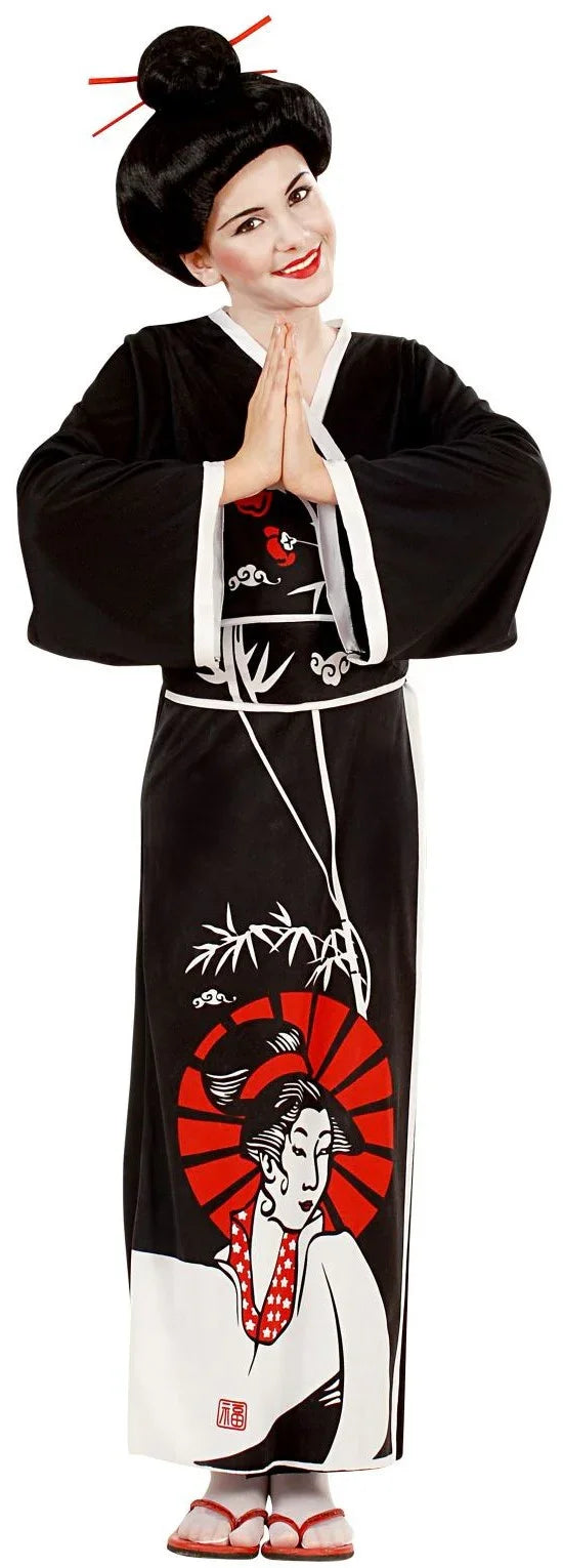 Disfraz de Geisha Negro Decorado para Niña Geishas Widmann